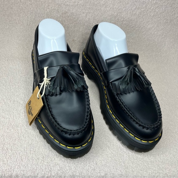 Dr. Martens Black Leather Tassel Loafers with Yellow Stitching - Picture 6 of 13